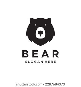 Polar bear animal logo design and bear face isolated on background.