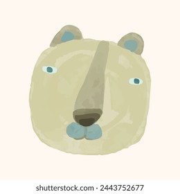Polar bear, Animal wildlife watercolor illustration.