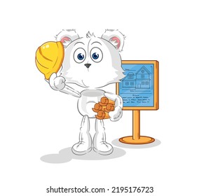the polar bear Architect illustration. character vector