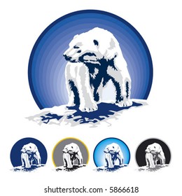 Polar bear in the Arctic. Simple vector.