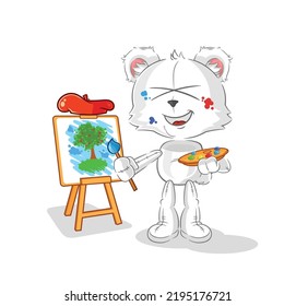 the polar bear artist mascot. cartoon vector