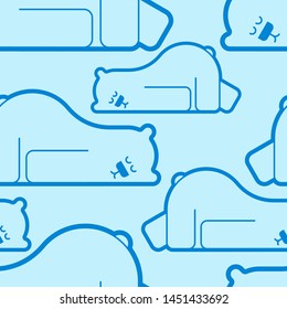 Polar bear asleep pattern seamless. Beast is sleeping background . vector texture