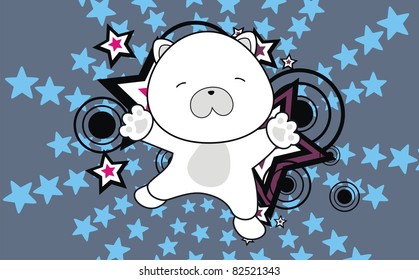 polar bear baby cartoon jump background in vector format