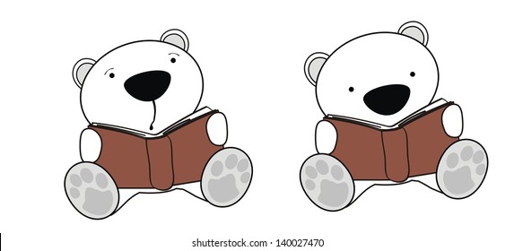 polar bear baby cartoon reading set in vector format very easy to edit