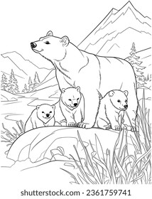 polar bear and baby coloring page