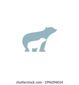 Polar Bear with Baby Silhouette for Arctic Wildlife Logo Design