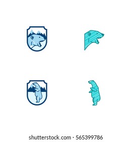Polar Bear Badge Icon Logo Vector Set Element