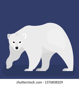 Polar bear. Big wild predator with a white fur. North animal character. Arctic hunter. Isolated vector illustration in cartoon style