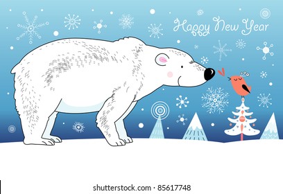 polar bear and bird