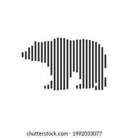 Polar Bear black barcode line icon vector on white background.