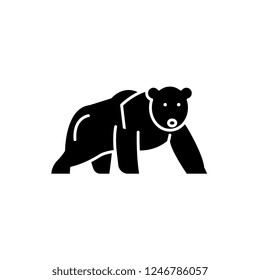 Polar bear black icon, vector sign on isolated background. Polar bear concept symbol, illustration 