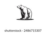 Polar Bear black Logo Design Template