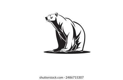 Polar Bear black Logo Design Template