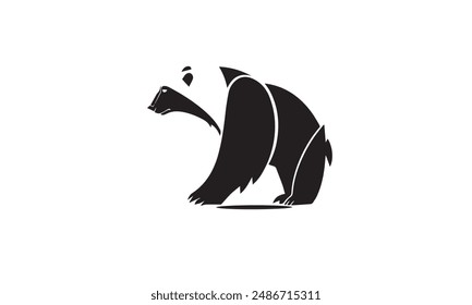 Polar Bear black Logo Design Template