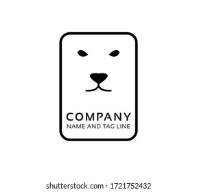 Polar bear black and white minimal vector logo illustration