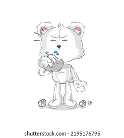 the polar bear blowing nose character. cartoon mascot vector