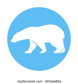 Polar bear. Blue background. Vector illustration.