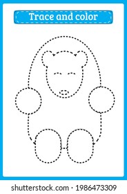 Polar bear can only be traced along one line, educational game for preschool children with an easy play level