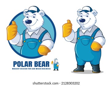 Polar bear car wash cartoon character