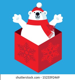 Polar Bear cartoon character season's greetings postcard