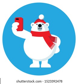 Polar Bear cartoon character season's greetings postcard