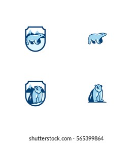 Polar Bear Cartoon Icon Logo Vector Set Element