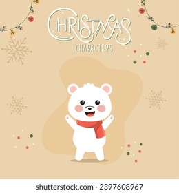 Polar bear cartoon kawaii Christmas characters Vector illustration