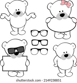 polar bear cartoon standing pack set collection illustration in vector format