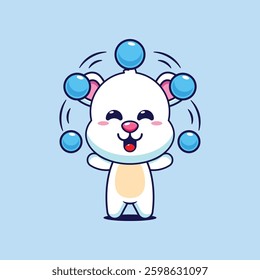Polar bear cartoon vector illustration circus attraction with balls
Design element for poster, brochure, web, mascot, sticker, logo and icon.