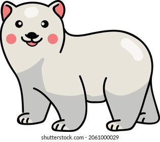 Polar bear cartoon, vector isolated illustration on white background, Concept for logo, cards, print 