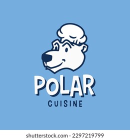 Polar Bear Chef Restaurante Cocina Caricatura Caricatura Caricatura Logo Vector Icono Ilustración