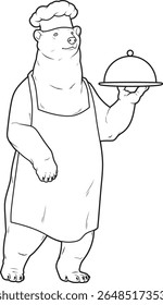 Polar urso Chef Serving plate Cook Animal Vetor Graphic Art Illustration