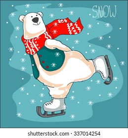 Polar bear. Christmas background. 