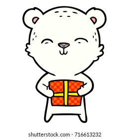 Eisbär mit Weihnachtsgeschenk