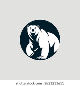 Polar Bear Circle Badge Mascot Logo