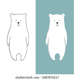Polar bear clip art color texture character drawing illustration element iceberg sea ocean life wildlife zoo funny face smile winter white snow bear hands similar on white background