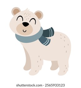 Polar bear clipart. Cute Arctic animal clipart. Hand draw vector illustration in flat style