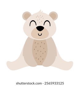 Polar bear clipart. Cute Arctic animal clipart. Hand draw vector illustration in flat style