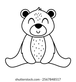 Polar bear clipart. Cute  Black and white Arctic animal doodle. Hand draw vector illustration in flat style 