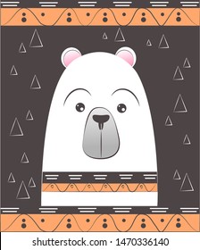 
Polar bear close-up. Scandinavian style kids poster, print