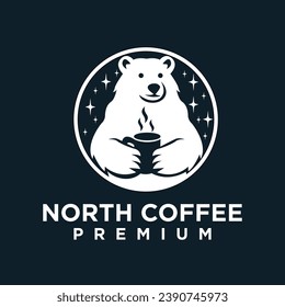 Polar Bear Coffee logo icon illustration template design