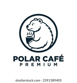 Polar Bear Coffee logo icon illustration template design