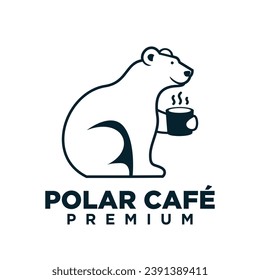 Polar Bear Coffee logo icon illustration template design