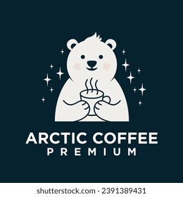 Polar Bear Coffee logo icon illustration template design