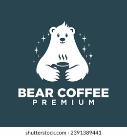 Diseño de la plantilla de la ilustración del icono del café del oso polar