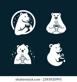 Polar Bear Coffee logo icon illustration template design