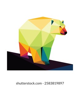 Polar Bear Colorful Polygon Vector Illustration. Polar Bear Colorful Abstract Vector Logo. Bear Illustration for kids animal book