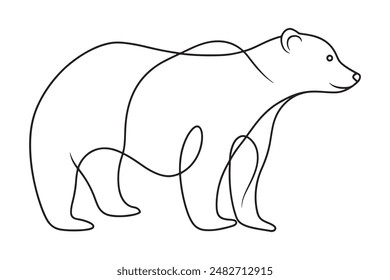 Eisbär Kontinuierliche Linie Kunst Vektorillustration auf weißem Hintergrund