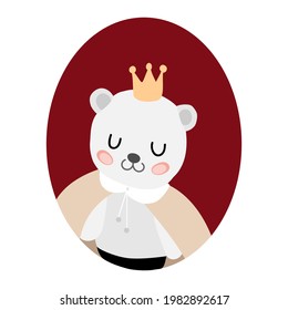 
polar bear in crown in a oval frame