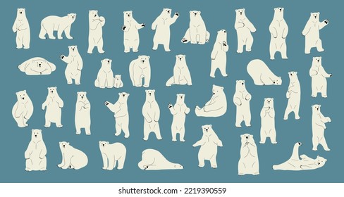 polar bear cute collection 1, vector illustration 